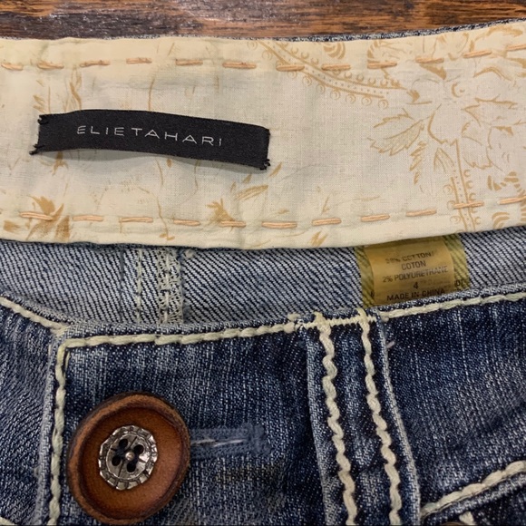 Elie Tahari Wide Leg Blue Jeans Shorts - Picture 4 of 9